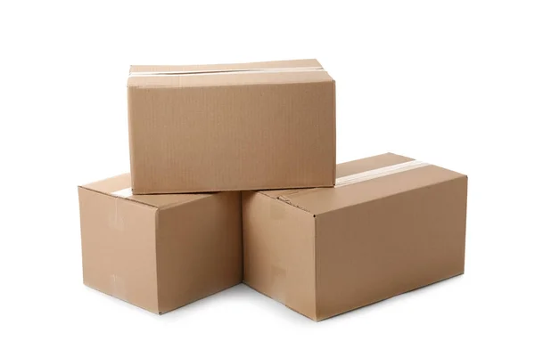 Cardboard Boxes White Background Mockup Design — Stock Photo, Image