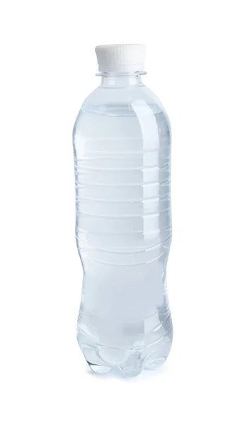 Plastic Fles Met Water Witte Achtergrond — Stockfoto