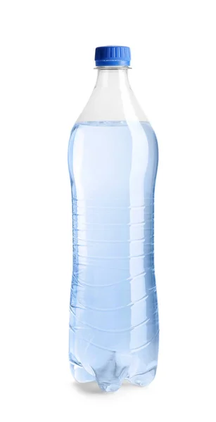 Botella Plástico Con Agua Sobre Fondo Blanco — Foto de Stock
