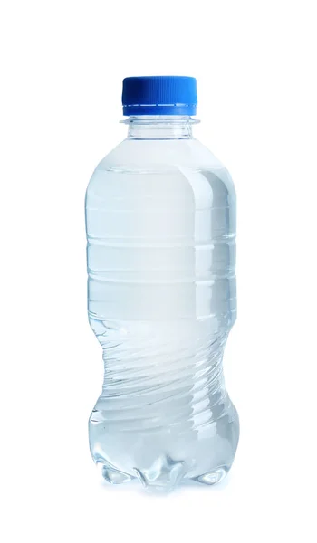 Botella Plástico Con Agua Sobre Fondo Blanco — Foto de Stock