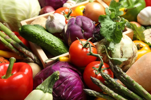 Πολλά Φρέσκα Λαχανικά Ώριμα Φόντο Βιολογικά Τρόφιμα — Φωτογραφία Αρχείου