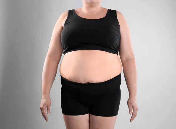 Kövér Szürke Háttér Közelkép Fogyás — Stock Fotó