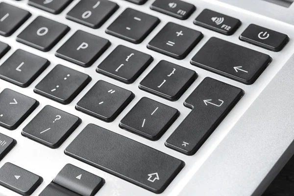 Modern Laptop Keyboard Black Buttons Closeup View — Stock Photo, Image