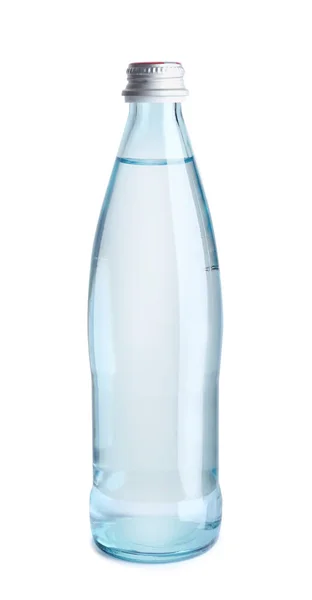 Стеклянная Бутылка Водой Белом Фоне — стоковое фото
