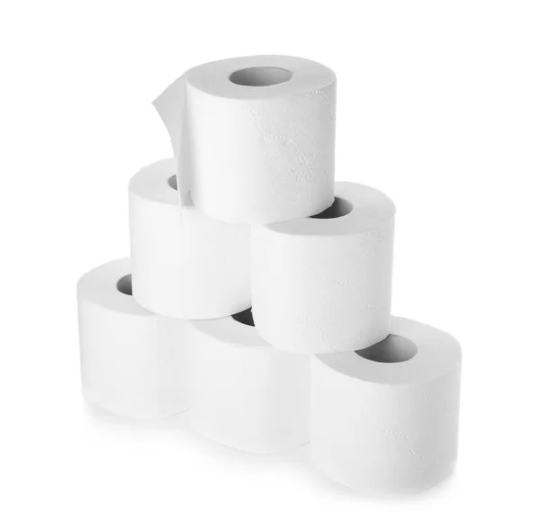Рулоны Туалетной Бумаги Белом Фоне Личная Гигиена — стоковое фото