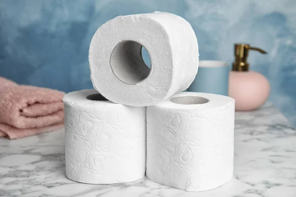 Toalett Papper Rullar Bordet Personlig Hygien — Stockfoto