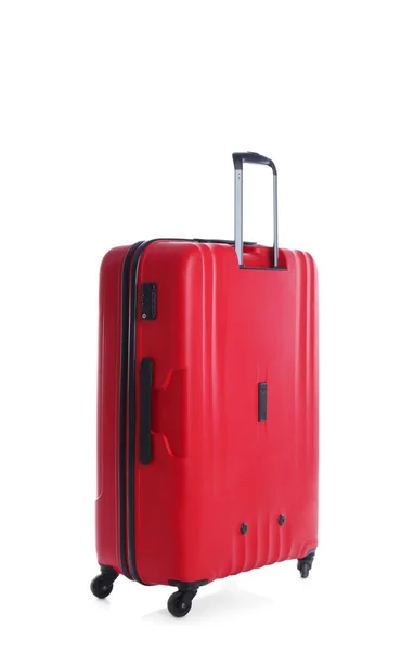 Valise Rouge Pour Voyager Sur Fond Blanc — Photo