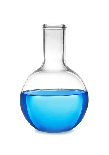 瓶子上的液体与白色的背景 实验室分析 — 图库照片