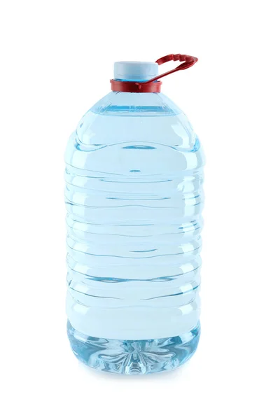 Große Plastikflasche Mit Reinem Wasser Auf Weißem Hintergrund — Stockfoto