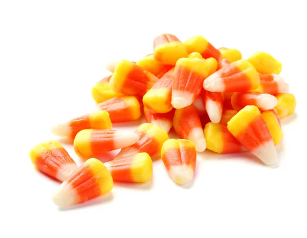 Πολύχρωμο Καραμέλα Δημητριακά Για Halloween Πάρτι Λευκό Φόντο — Φωτογραφία Αρχείου