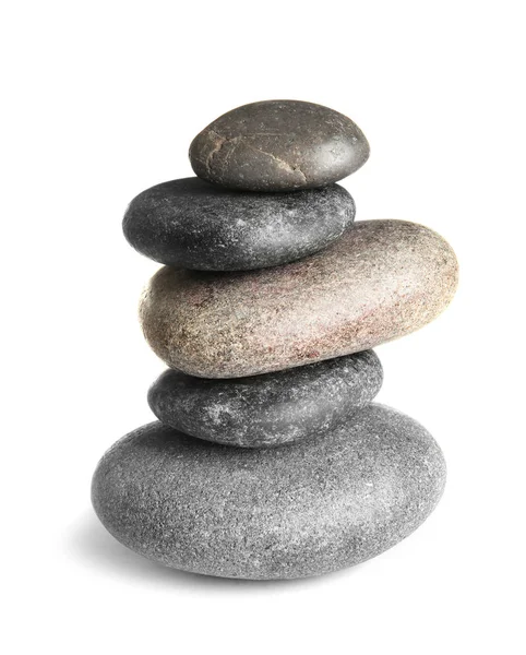 Stack Zen Spa Stones White Background — Stock Photo, Image