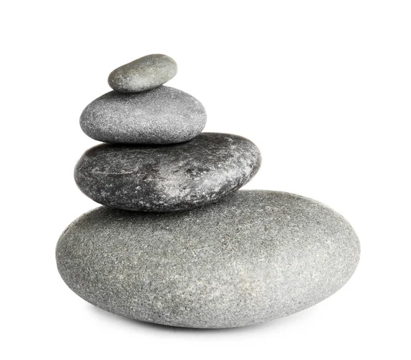 Stack Zen Spa Stones White Background — Stock Photo, Image