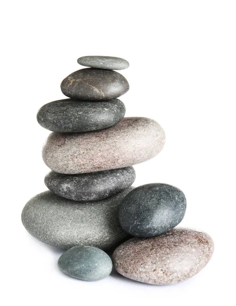 Stack Zen Spa Stones White Background — Stock Photo, Image