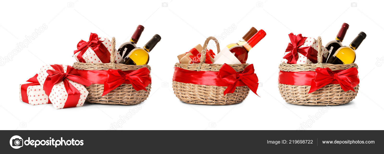 Set Gift Baskets Wine White Background Stock Photo by ©NewAfrica 219698722