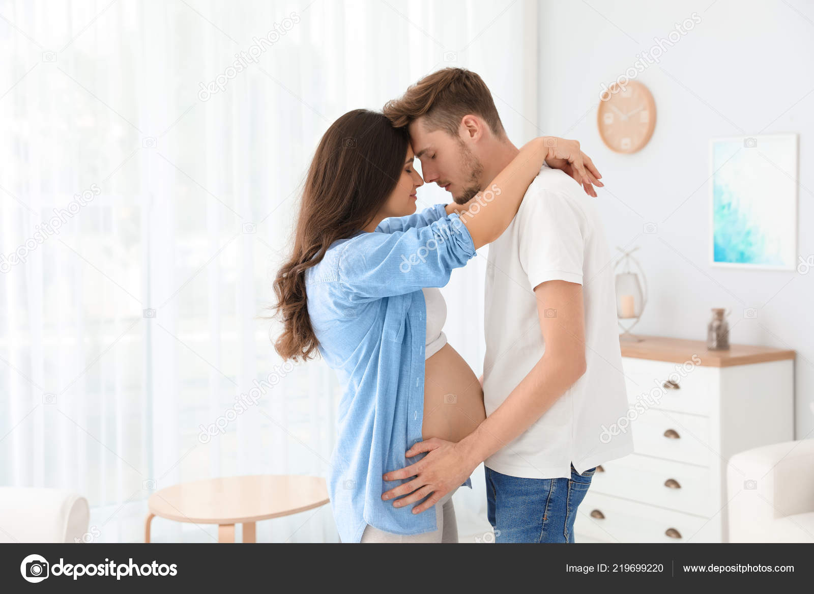 Young Husband His Pregnant Wife Hugging Home Stock Photo by ©NewAfrica 219699220 Xxx Pic Hd