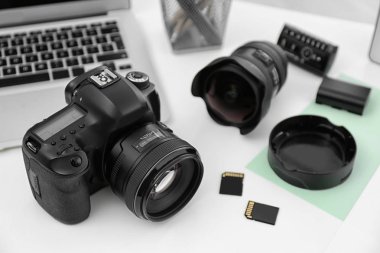 Tablo, profesyonel fotoğraf makinesi odak fotoğrafçı için donatım