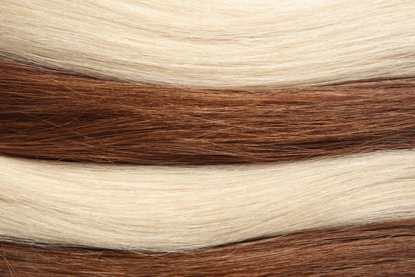 Sznurki Różnych Kolorach Włosów Jako Tło Zbliżenie — Zdjęcie stockowe