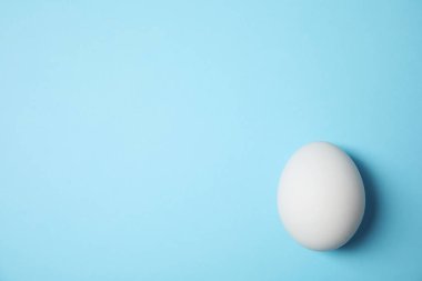 Renk arka plan, üstten görünüm üzerinde çiğ tavuk yumurta. Metin için yer