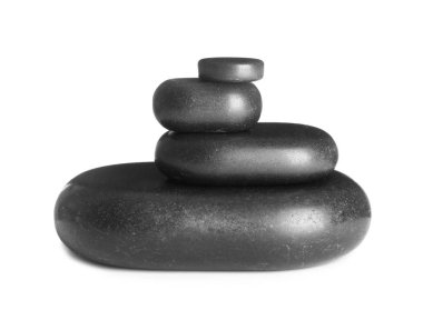 Zen spa taşlar beyaz zemin üzerine yığını
