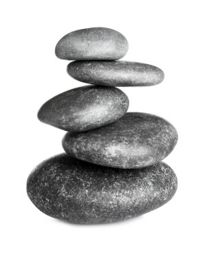 Zen spa taşlar beyaz zemin üzerine yığını