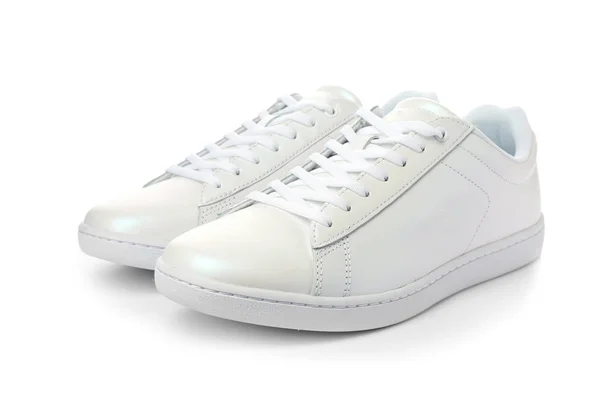 Coppia Sneakers Trendy Sfondo Bianco — Foto Stock