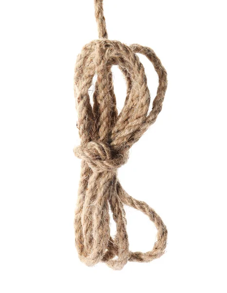 Bundle Hemp Rope White Background — Stock Photo, Image