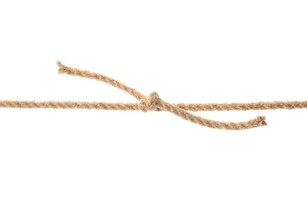 Конопляна Мотузка Вузлом Білому Тлі Органічний Матеріал — стокове фото