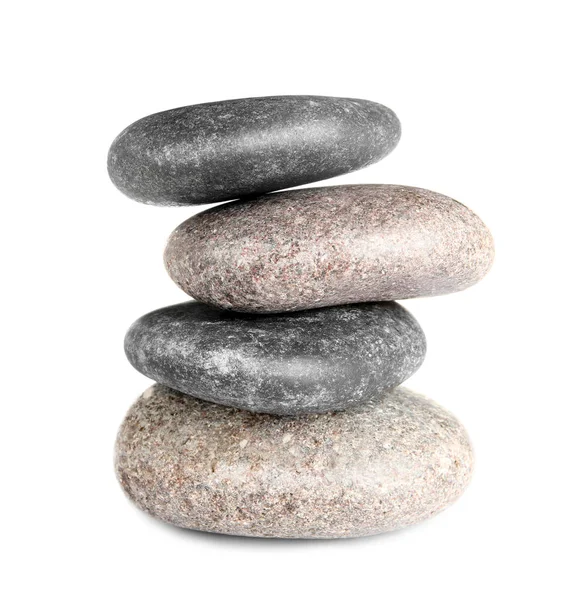 Stack Zen Spa Stones White Background — Stock Photo, Image