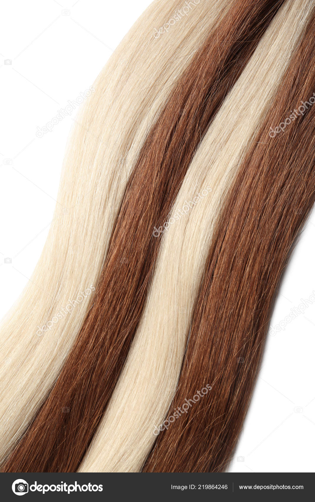 Strands Different Color Hair White Background Stock Photo