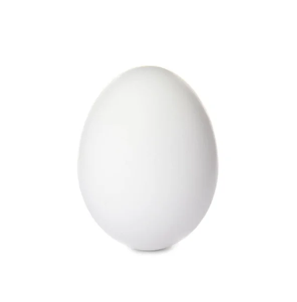 Singolo Uovo Pollo Crudo Sfondo Bianco — Foto Stock