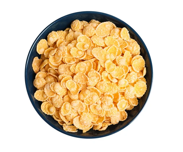 Schale Mit Knusprigen Cornflakes Auf Weißem Hintergrund Draufsicht — Stockfoto