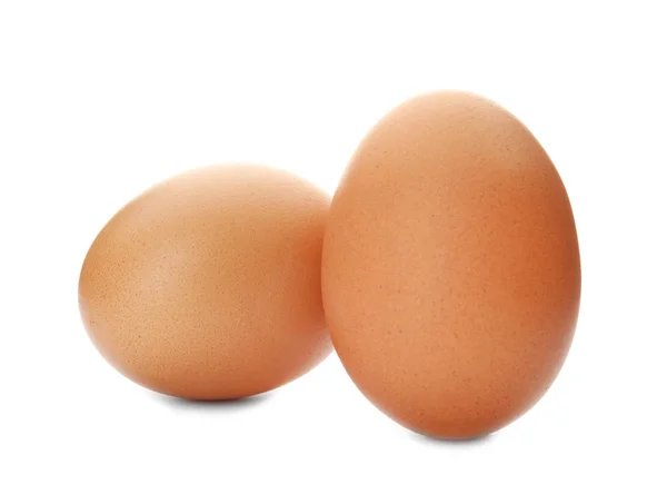 Ακατέργαστα Καφέ Αυγά Κοτόπουλου Λευκό Φόντο — Φωτογραφία Αρχείου