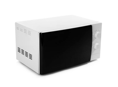 Beyaz arka plan üzerinde modern mikrodalga fırın. Mutfak aletleri