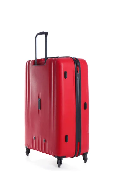 Roter Koffer Für Reisen Auf Weißem Hintergrund — Stockfoto