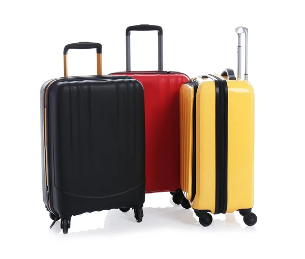 Moderne Koffer Für Reisen Auf Weißem Hintergrund — Stockfoto