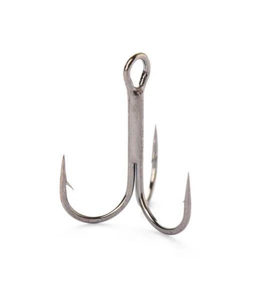 Metal Hook White Background Fishing Accessory — Stock Photo, Image