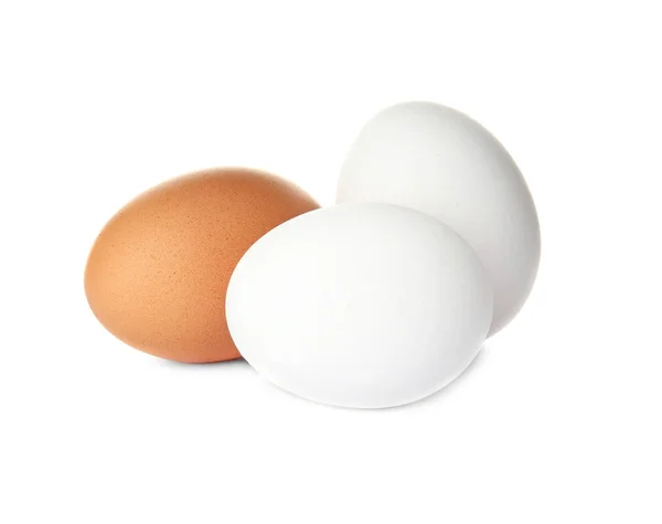 Few Raw Chicken Eggs White Background — Stock Photo, Image