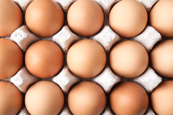 Ωμά Αυγά Κότας Χαρτοκιβώτιο Top View — Φωτογραφία Αρχείου