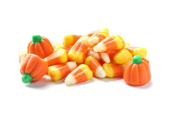 Colorful Candy Corns Halloween Party White Background Stock Photo