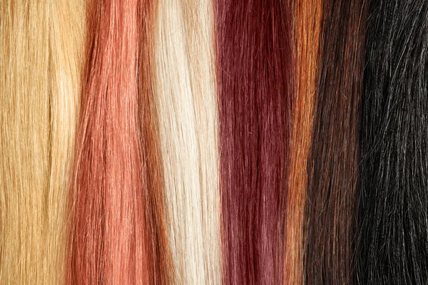 Colorful Hair Strands Top View Professional Care — Stock Photo, Image