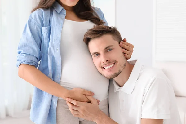 Young Beautiful Couple Home Romantic Relationship — Stock Photo, Image