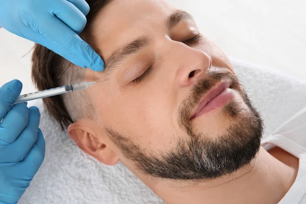 Homme Fait Injecter Visage Clinique Concept Chirurgie Esthétique — Photo