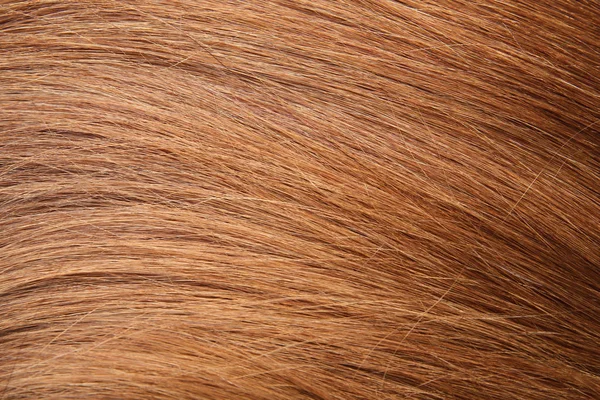 Texture of healthy red hair as background, closeup
