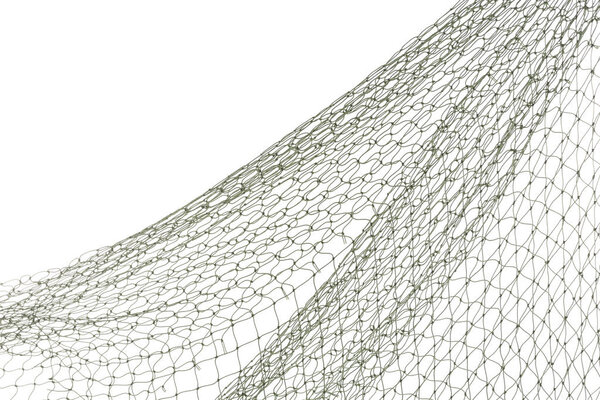 Fishing net on white background, closeup view
