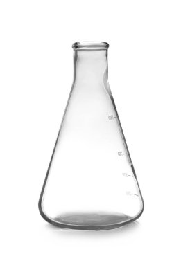 Tablo boş Erlenmeyer flask. Laboratuvar analiz