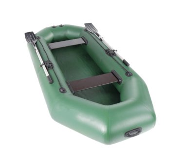 Şişirilebilir kauçuk balıkçı teknesi beyaz arka plan üzerinde