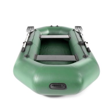 Şişirilebilir kauçuk balıkçı teknesi beyaz arka plan üzerinde
