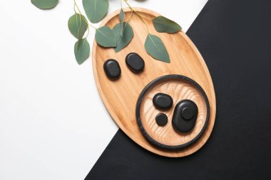Spa taşlar ve beyaz arka plan üzerinde metin için yer düz yatıyordu kompozisyonu
