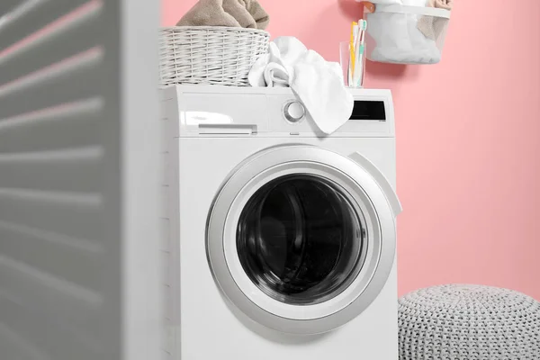 Modern Washing Machine Wall Laundry Room — Stock Photo, Image