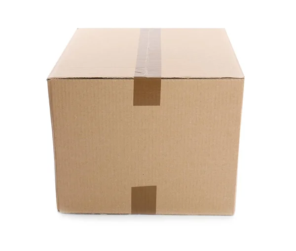 Caja Cartón Sobre Fondo Blanco Burla Para Diseño — Foto de Stock